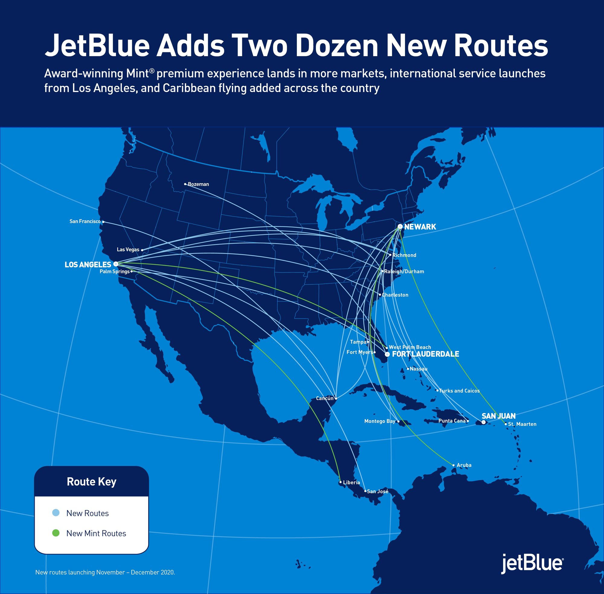 JetBlue Adds Two Dozen New Routes in Markets with Strengthened Demand
